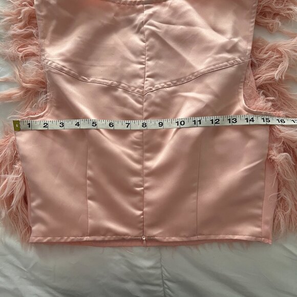 Avec Les Filles Women's Pink Feather Vest Sleeveless Back Zip Jewel Neck M - Picture 9 of 9